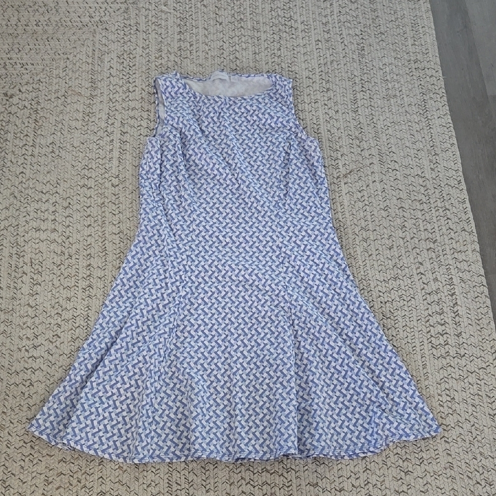 Chic Blue and White Patterned Dress